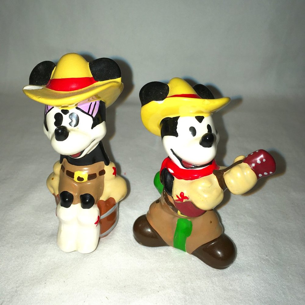 Vintage Disney Mickey and Minnie Cowboy Salt & Pepper Shakers